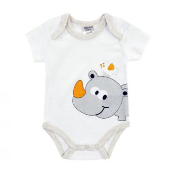 BOLEY Baby Body Kurzarm, Tiere, 3er-Pack, weiß-beige, Gr. 50-86